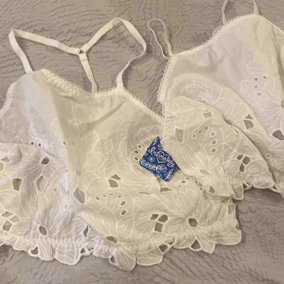 Set of 2 free people white cutout camisoles M - Picture 1 of 7